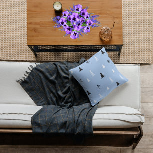 Licht blauw minimalistisch Sierkussen met kerstbom