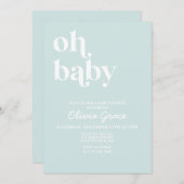 Licht blauw Modern Eenvoudige Uitnodiging van het  (Voorkant / Achterkant)