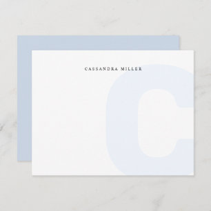 Licht Blauw Monogram Achtergrond Volledige Naam Notitiekaartje