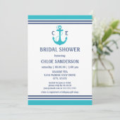 Licht blauw Nautical Bridal Shower Invitations Kaart (Staand voorkant)