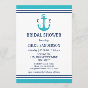 Licht blauw Nautical Bridal Shower Invitations Kaart