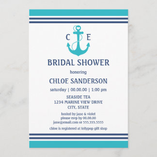 Licht blauw Nautical Bridal Shower Invitations Kaart