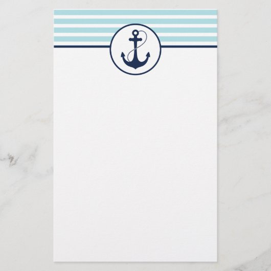 Licht blauw Nautisch Anker Briefpapier (Voorkant)