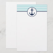 Licht blauw Nautisch Anker Briefpapier (Voorkant / Achterkant)