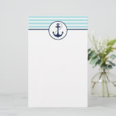 Licht blauw Nautisch Anker Briefpapier (Staand voorkant)