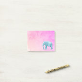 Licht blauw olifant op droomroze Waterverven Post-it® Notes (Op bureau)