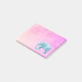 Licht blauw olifant op droomroze Waterverven Post-it® Notes (Schuin)
