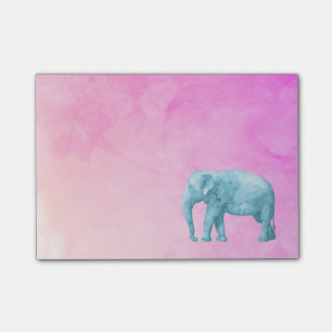Licht blauw olifant op droomroze Waterverven Post-it® Notes