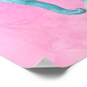 Licht blauw olifant op droomroze Waterverven Poster (Hoek)