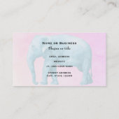 Licht blauw olifant op droomroze Waterverven Visitekaartje (Achterkant)