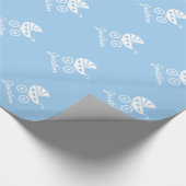 Licht blauw omslagpapier met schattig baby koetswe cadeaupapier (Hoek)