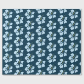 Licht Blauw op Pruisblauw Hibiscus Cadeaupapier (Vlak)