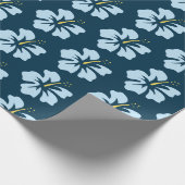 Licht Blauw op Pruisblauw Hibiscus Cadeaupapier (Hoek)