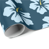 Licht Blauw op Pruisblauw Hibiscus Cadeaupapier (Rol Hoek)