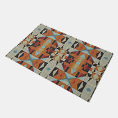 Licht blauw Oranje Taupe Grey Black Tribal Art Deurmat (Schuin)