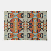 Licht blauw Oranje Taupe Grey Black Tribal Art Deurmat (Voorkant)