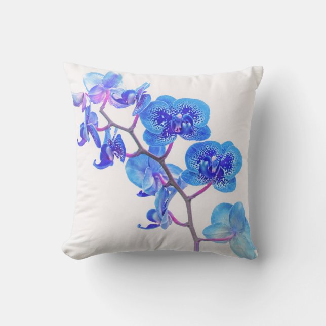 Licht blauw orchidee Sierkussen (Voorkant)
