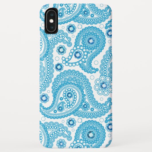 Licht blauw paisleypatroon met diamanten Case-Mate iPhone case (Achterkant)