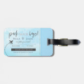 Licht blauw pak je tassen die de datum opslaan bagagelabel (Achterkant horizontaal)