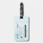 Licht blauw pak je tassen die de datum opslaan bagagelabel (Achterkant verticaal)