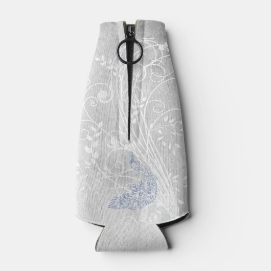 Licht Blauw Peacock Aangepaste flessenkoeler Flesjeskoeler (Achterkant)