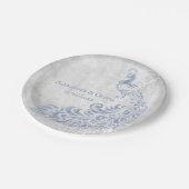 Licht blauw Peacock Leaf Vine Weddenschap Paper Bo Papieren Bordje (Gekanteld)