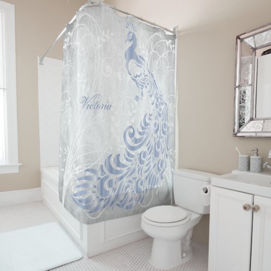 Licht blauw Peacock Persoonlijk Shower Curtain Douchegordijn (In situ)