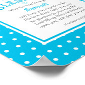 Licht blauw pokstip Naam Baby naailoze zwelling Poster (Hoek)