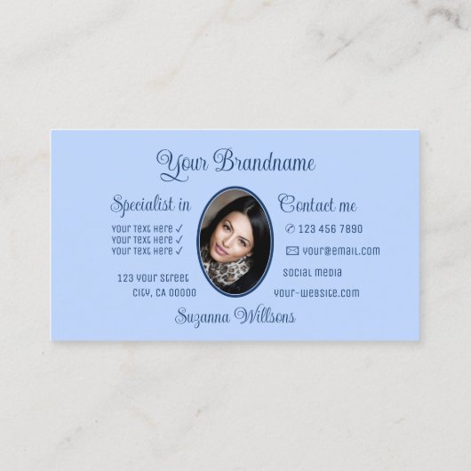 Licht blauw Prachtige Hartmut met fotogeluid Visitekaartje (Achterkant)