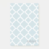 Licht Blauw Quatrefoil Patroon Persoonlijke naam Post-it® Notes (Voorkant)