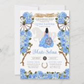 Licht blauw Quinceanera Elegant Roos Western Charr Kaart (Voorkant)