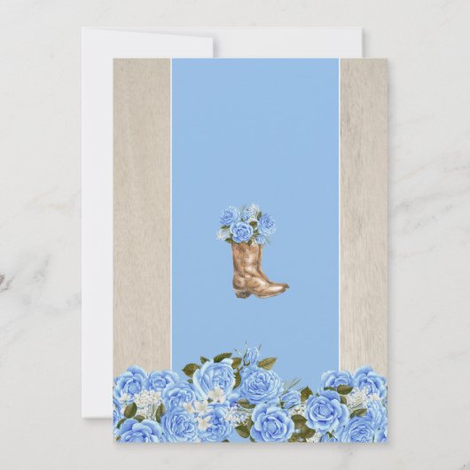 Licht blauw Quinceanera Elegant Roos Western Charr Kaart (Achterkant)