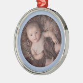 Licht blauw rand baby's eerste Kerstmis (jongen) Metalen Ornament (Links)