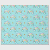 Licht blauw regenboogpatroon cadeaupapier (Vlak)