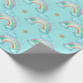 Licht blauw regenboogpatroon cadeaupapier (Hoek)