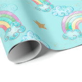 Licht blauw regenboogpatroon cadeaupapier (Rol Hoek)