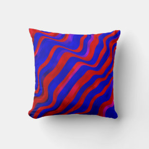 Licht Blauw, Rode textuur met droge lijnen. Verloo Kussen