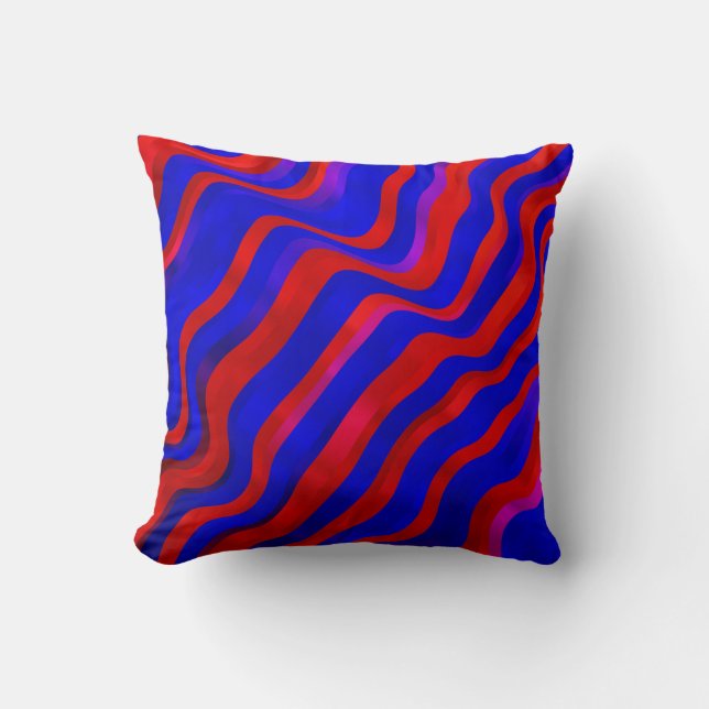 Licht Blauw, Rode textuur met droge lijnen. Verloo Kussen (Voorkant)