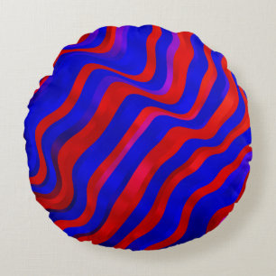 Licht Blauw, Rode textuur met droge lijnen. Verloo Rond Kussen