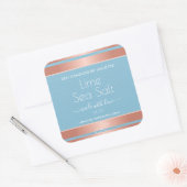 Licht blauw Roos Gold Effect Zee Zoutlabels Vierkante Sticker (Envelop)