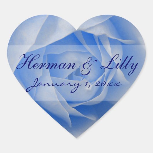 Licht Blauw Roos Persoonlijke bruiloft Hart Sticker (Voorkant)