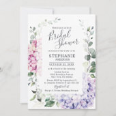 Licht blauw Roze Hydrangea Eucalyptus Vrijgezellen Kaart (Voorkant)