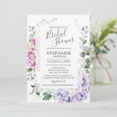 Licht blauw Roze Hydrangea Eucalyptus Vrijgezellen Kaart (Staand voorkant)