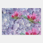 Licht Blauw & Roze Hydrangea Verpakkende Document Inpakpapier Vel (Voorkant)