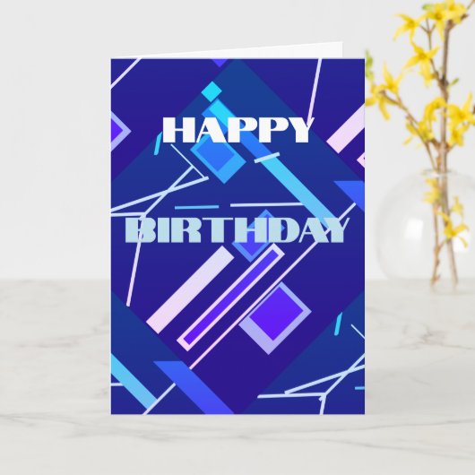 Licht Blauw Roze Paars Diagonaal Abstracte Dag Kaart (Gele Bloem)