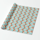 Licht blauw |  Santa Wrapping Paper Cadeaupapier (Uitgerold)