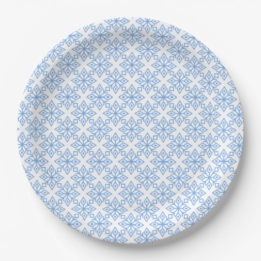 Licht blauw Snowflake Patroonpapier Borden Papieren Bordje (Voorkant)