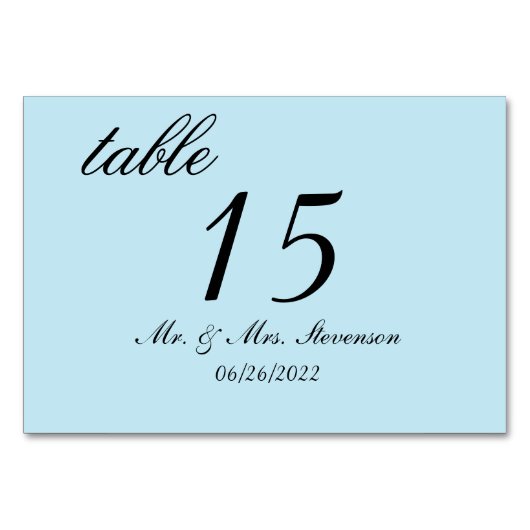 Licht blauw tabelnummer kaart (Voorkant)