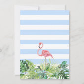 Licht Blauw Tropisch Bladeren Flamingo Baby shower Bedankkaart (Achterkant)