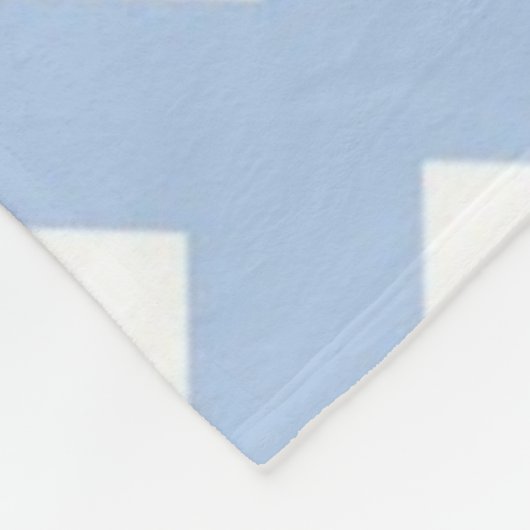 Licht blauw vak op wit fleece deken (Hoek)